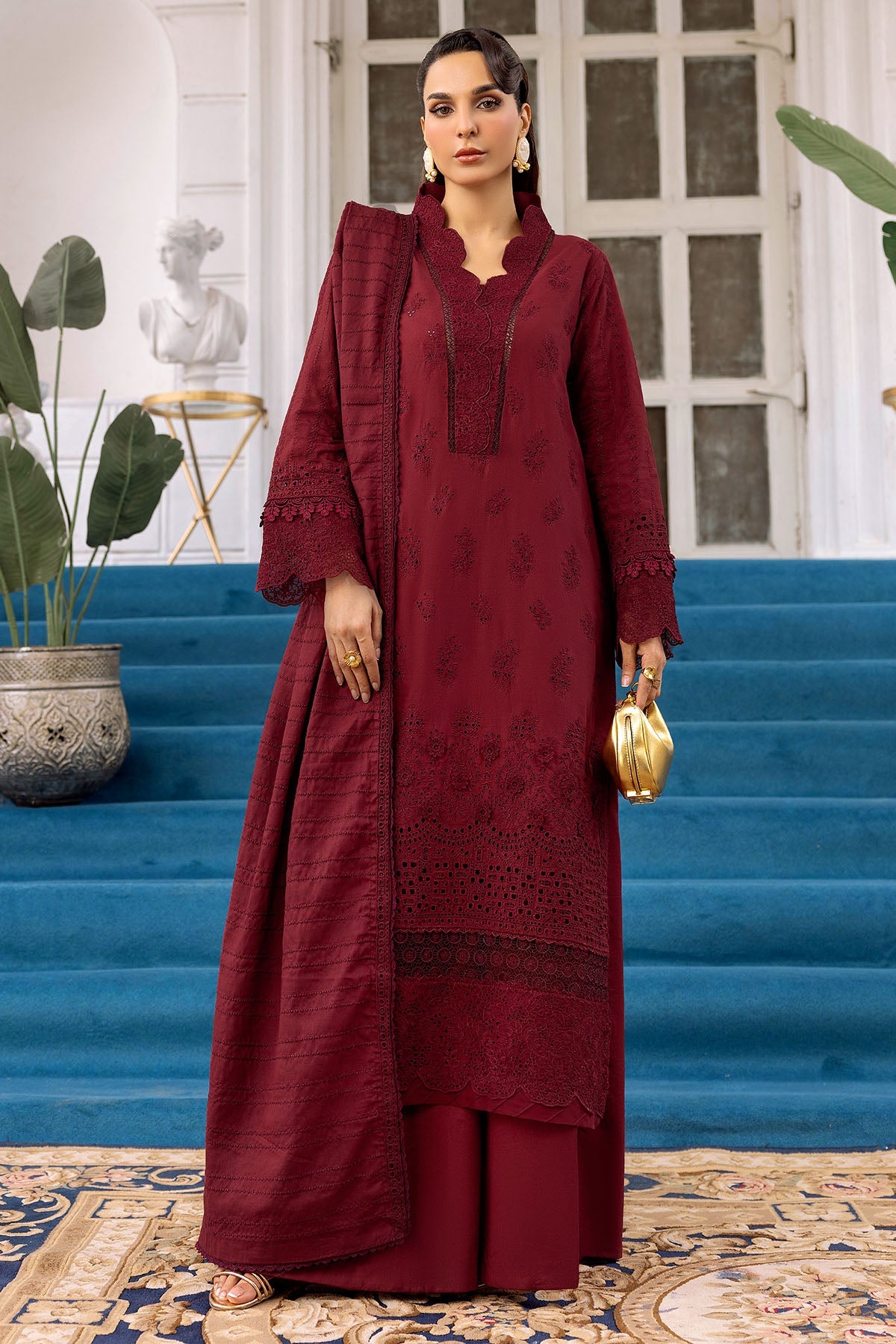 4993-NURAL EMBROIDERED LAWN UNSTITCHED