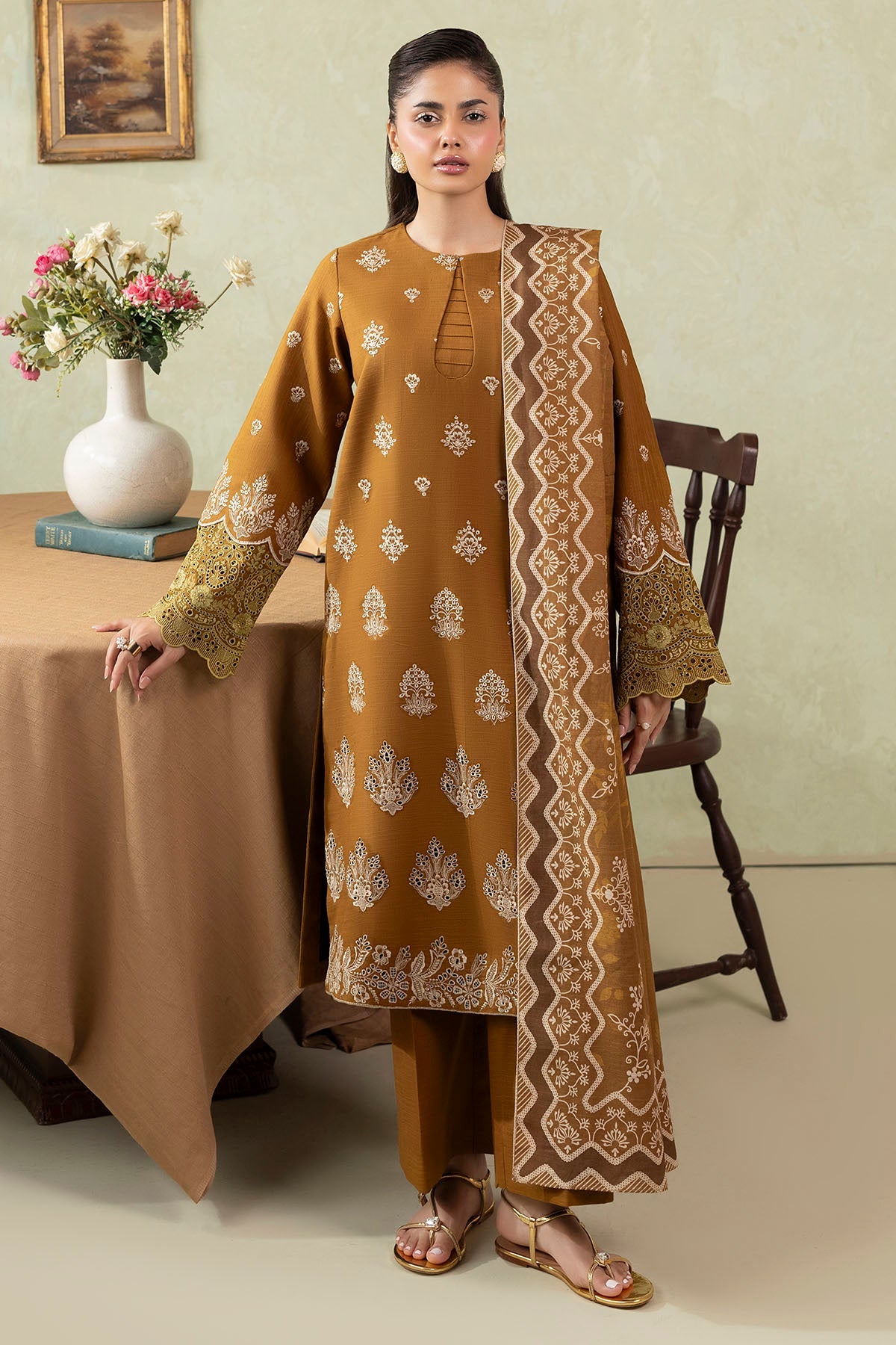 5687-ARIA EMBROIDERED KHADDAR UNSTITCHED