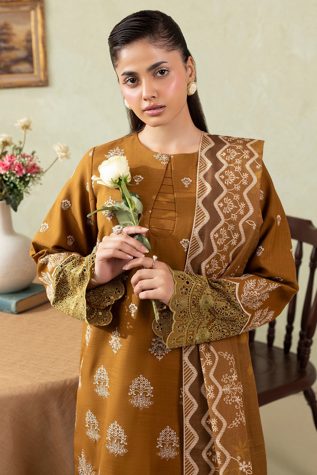 5687-ARIA EMBROIDERED KHADDAR UNSTITCHED