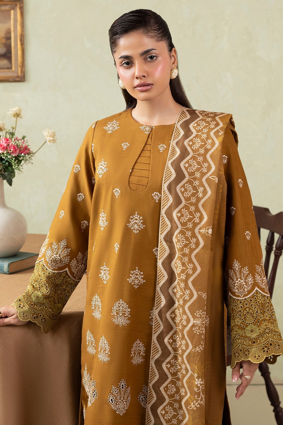 5687-ARIA EMBROIDERED KHADDAR UNSTITCHED