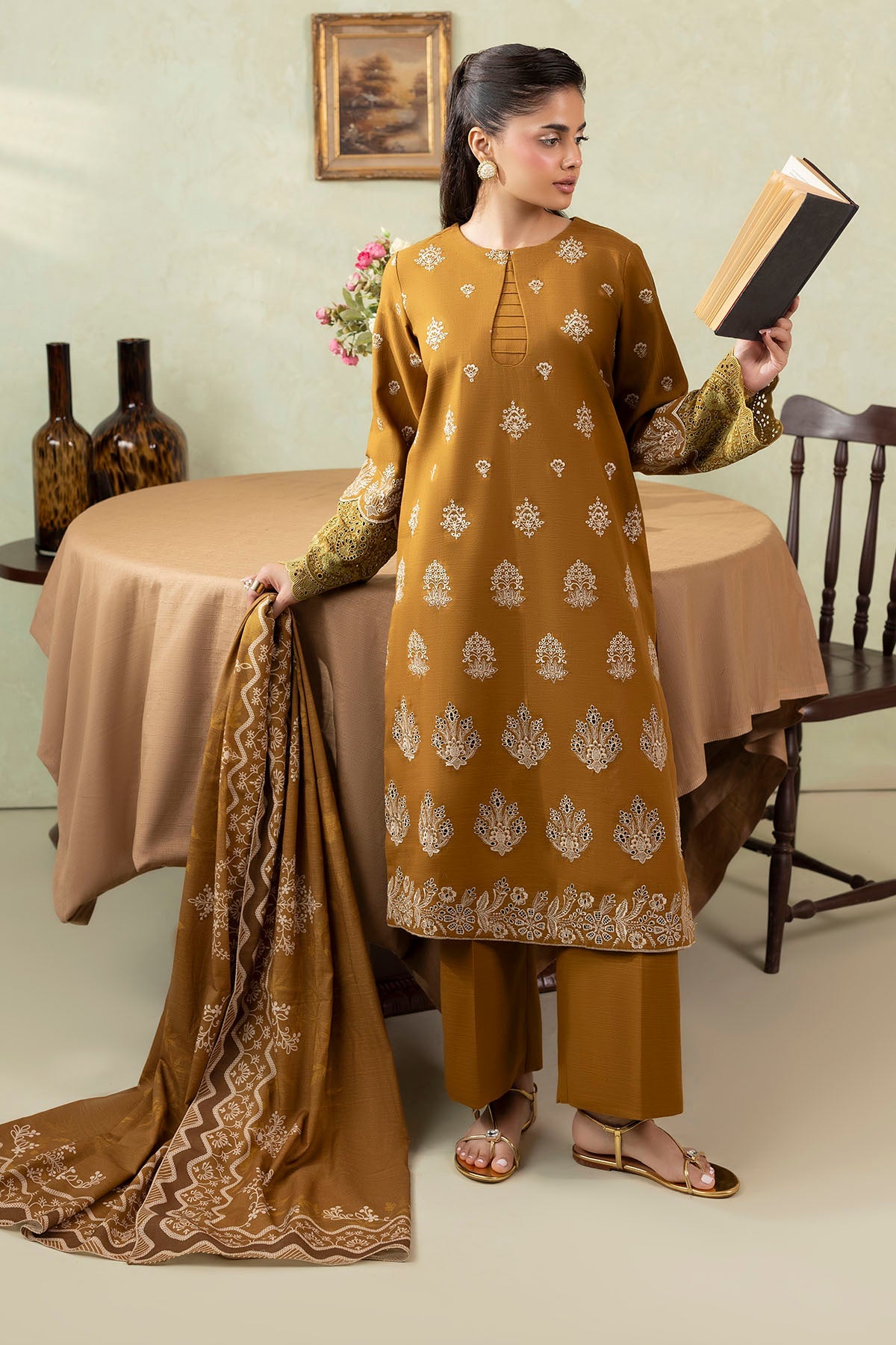 5687-ARIA EMBROIDERED KHADDAR UNSTITCHED