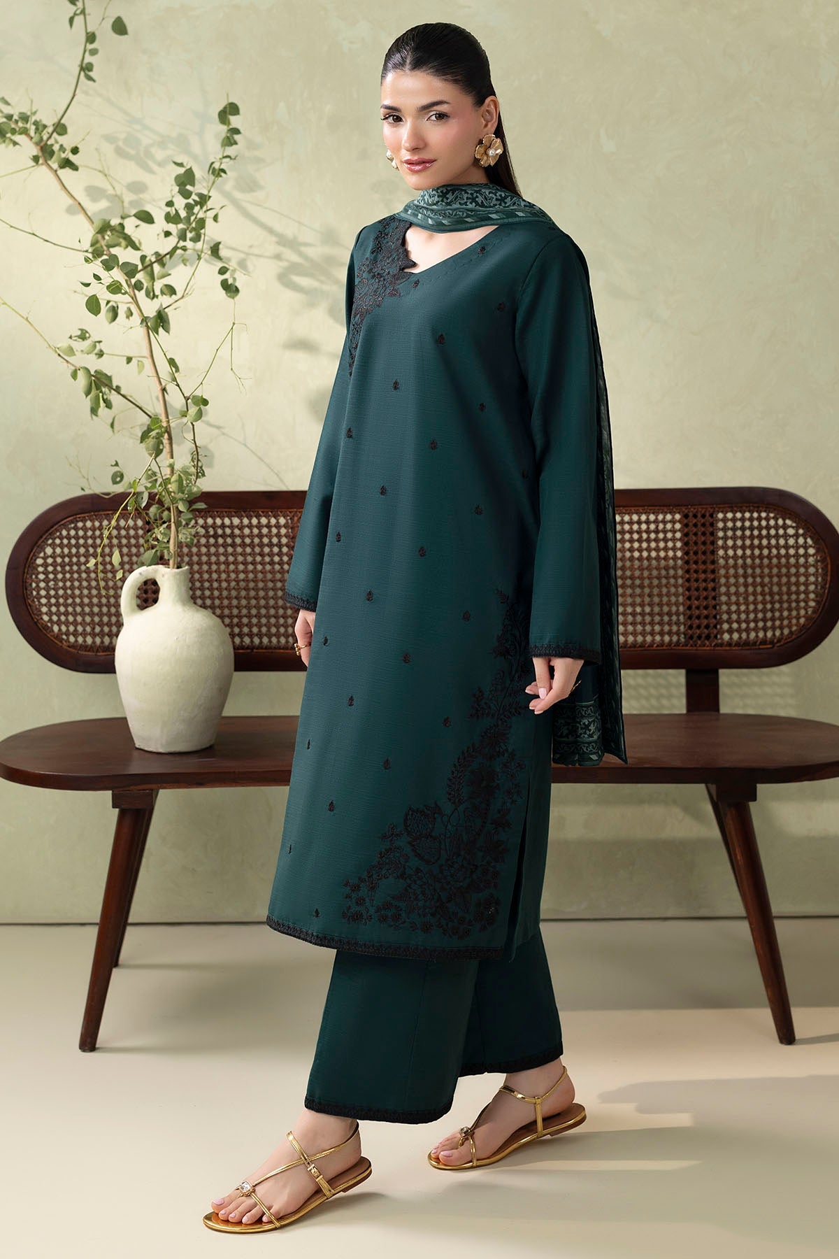 5691-ROSA EMBROIDERED KHADDAR UNSTITCHED