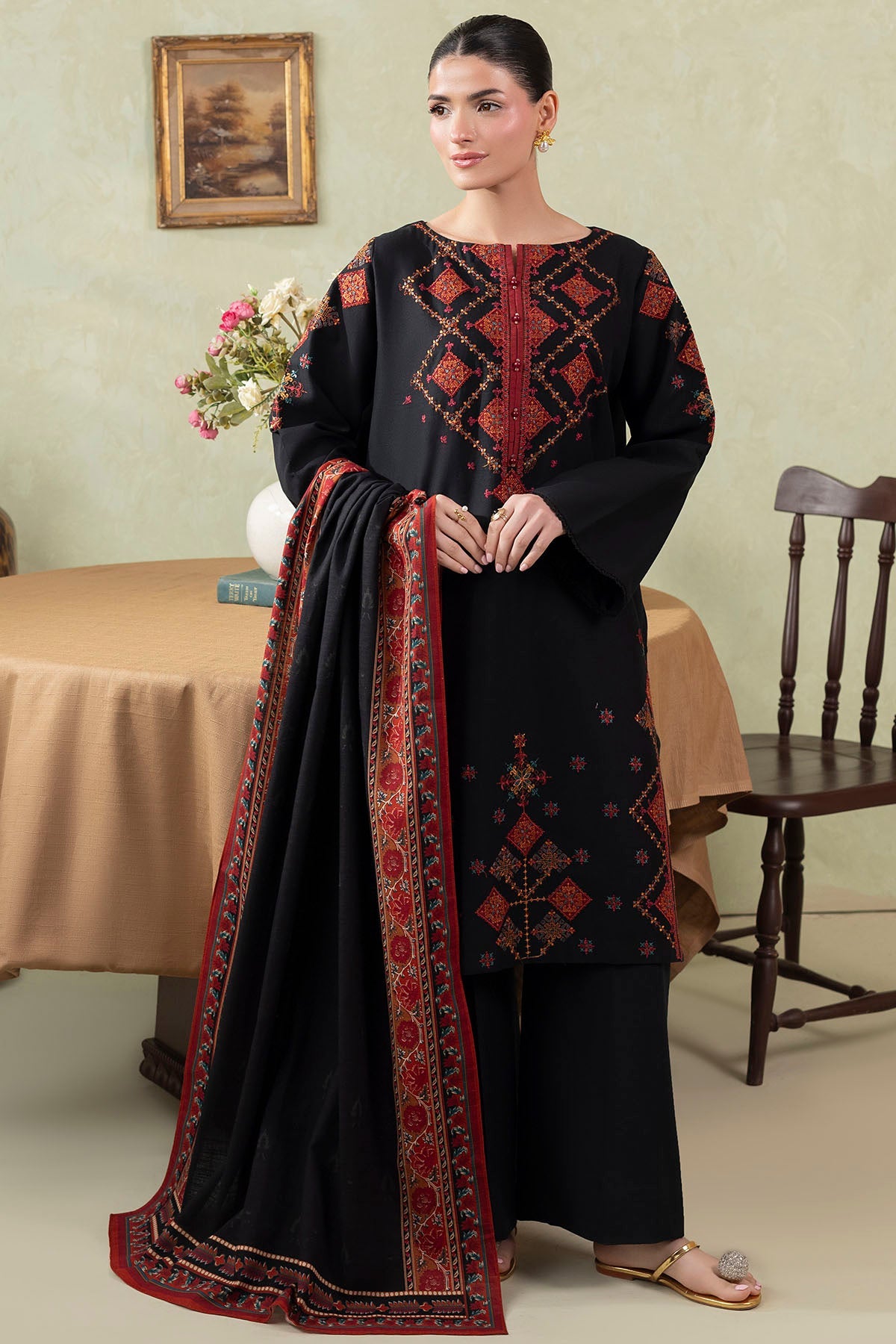 5692-NASEHA EMBROIDERED KHADDAR UNSTITCHED