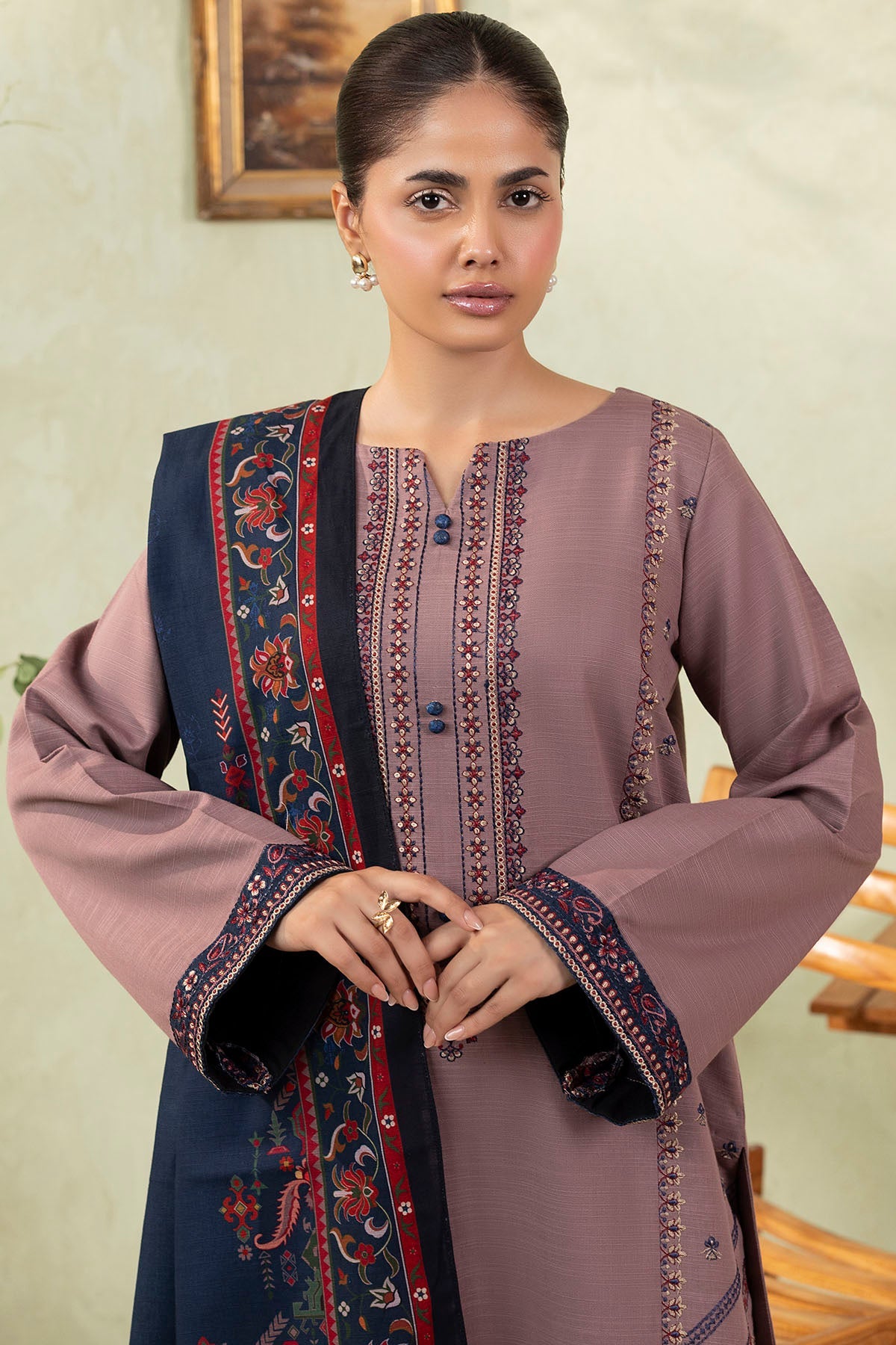 5693-MINA EMBROIDERED KHADDAR UNSTITCHED