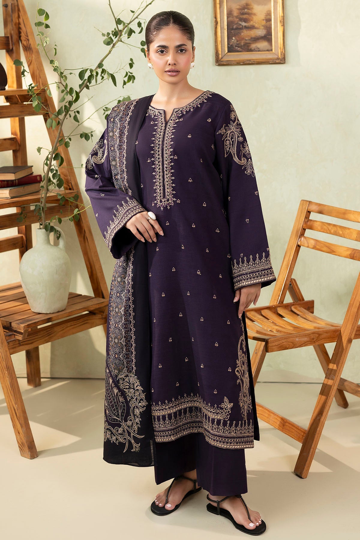 5694-ZOLA EMBROIDERED KHADDAR UNSTITCHED