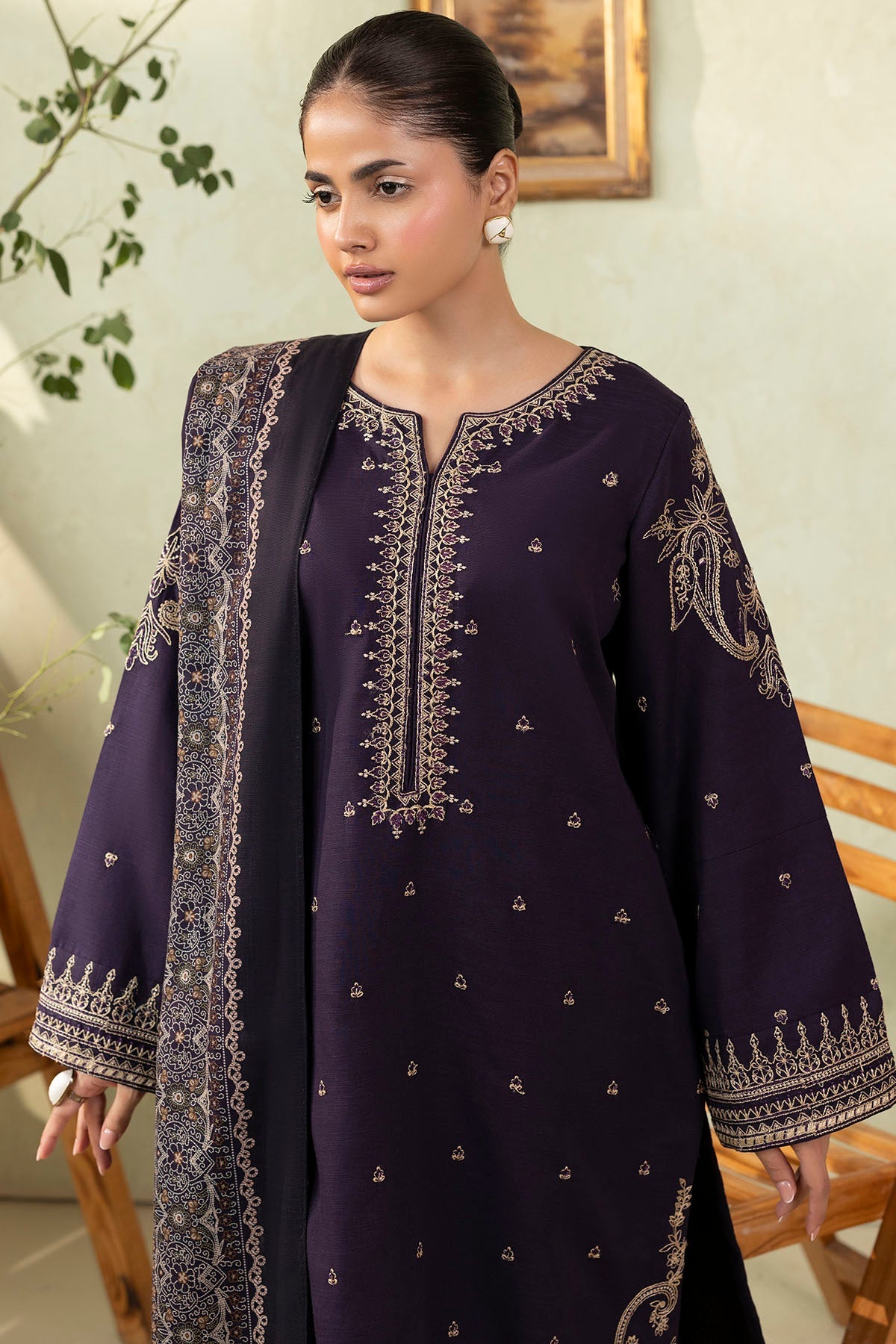 5694-ZOLA EMBROIDERED KHADDAR UNSTITCHED