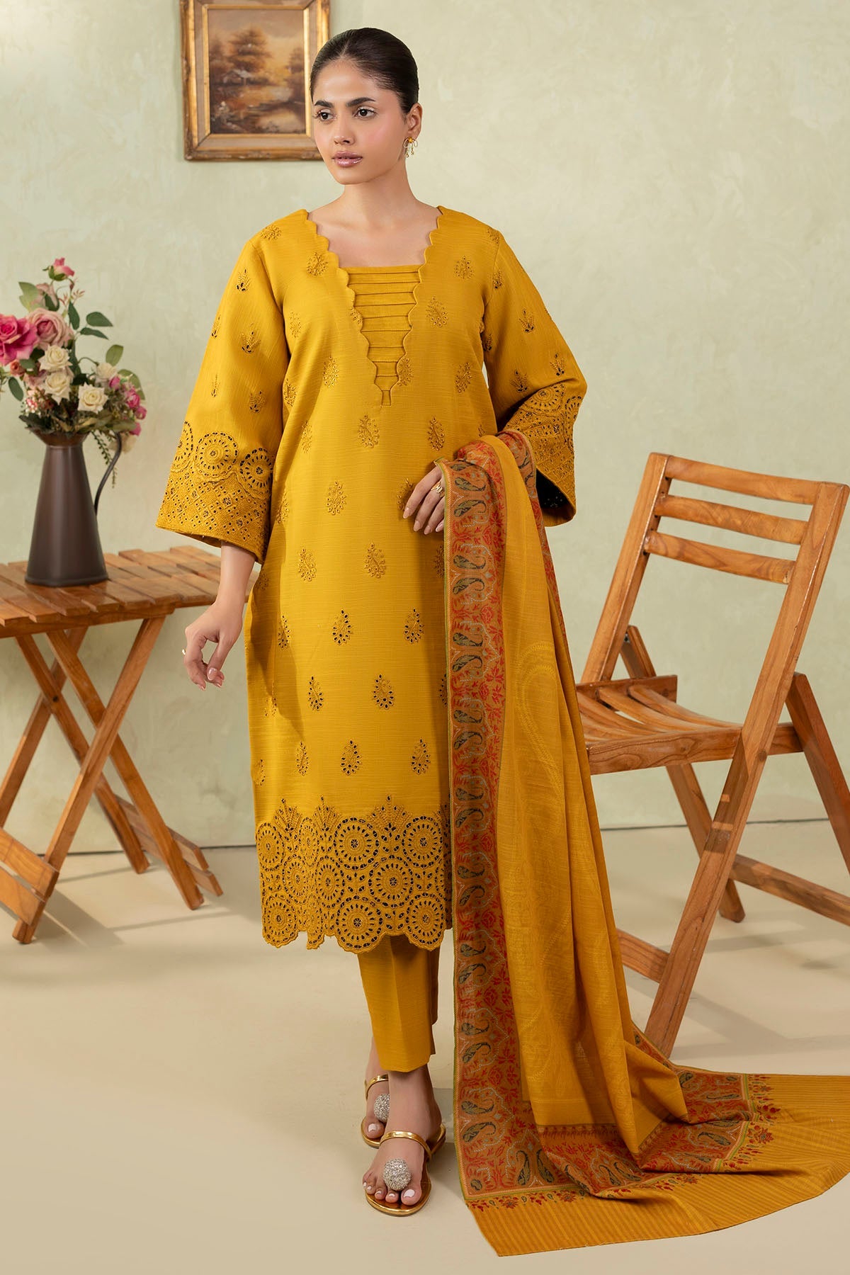 5695-SAI EMBROIDERED KHADDAR UNSTITCHED
