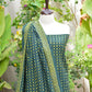 Natural Dye Hand Block Printed Ajrak Green Polka Dot Dress – Eco-Friendly Lawn