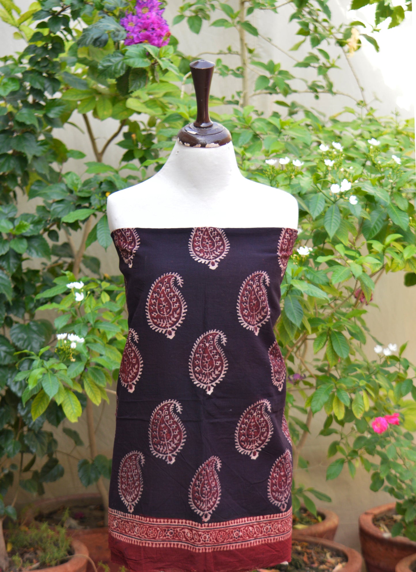 Organic Dyed Hand Block Printed Ajrak Anbi Unstitched Two-Piece (Lawn) – Luxury Ajrak Design Dress
