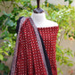 Ajrak Maroon Red Polka Dot Shirt & Dupatta Set Lawn – Luxury Organic Dye Hand Block Print Ajrak Design Dress