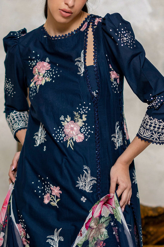 3 Piece Embroidered Lawn Suit with Chiffon Dupatta and Borders PM-62043