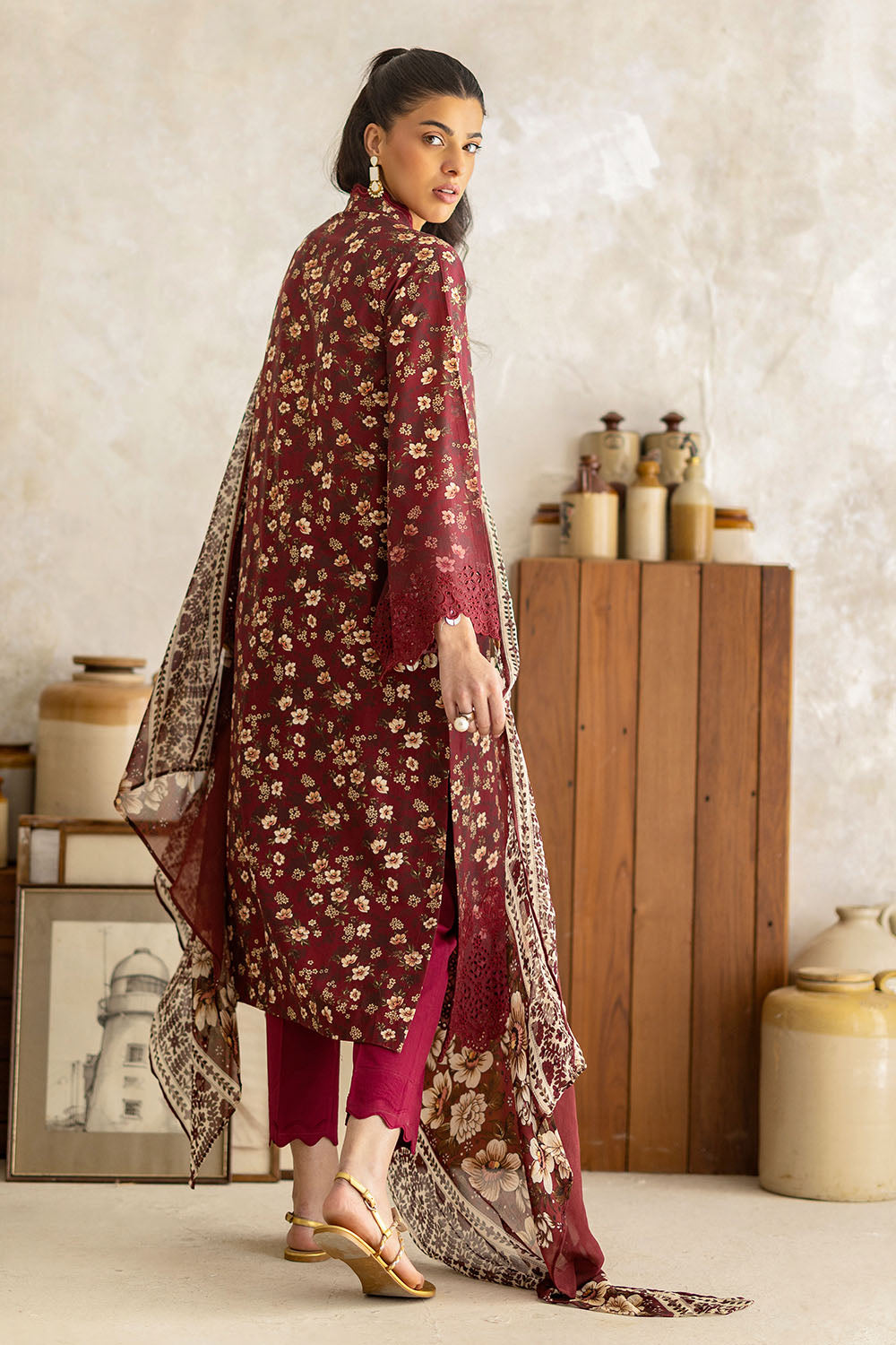 3 Piece Embroidered Printed Lawn Suit with Chiffon Dupatta BM-62023