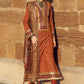 3 Piece Gold Printed Lawn Suit with Gold and Lacquer Printed Chiffon Dupatta and Dyed Trouser BM-62026
