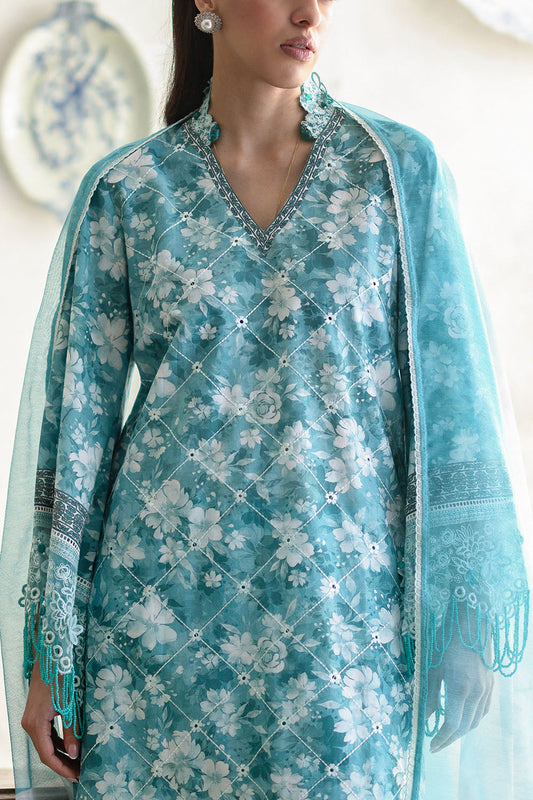 3 Piece Embroidered Printed Lawn Suit with Cotton Net Dupatta and Borders CN-62002
