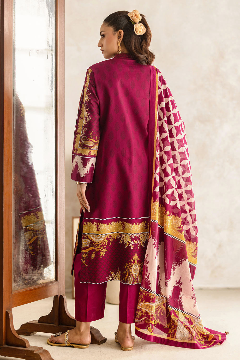 3 Piece Printed Lawn Suit with Embroidered Neckline CL-52076