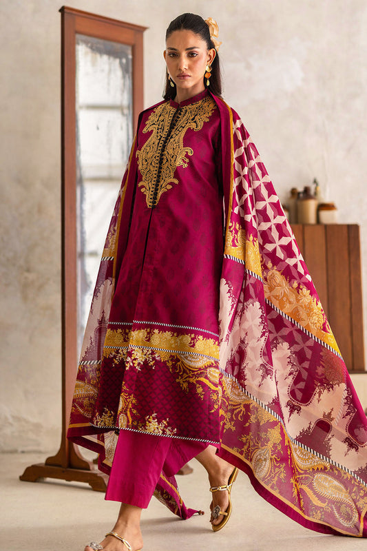 3 Piece Printed Lawn Suit with Embroidered Neckline CL-52076