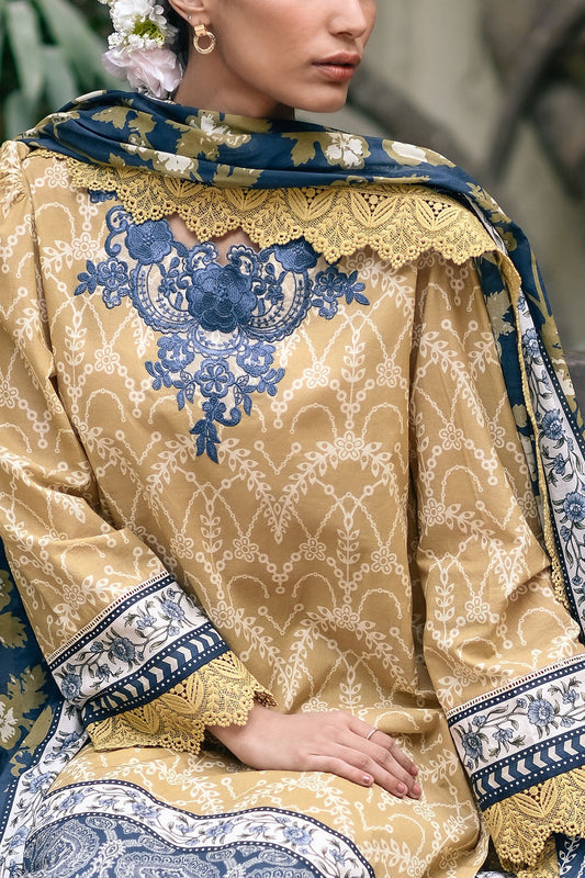 3 Piece Printed Lawn Suit with Embroidered Neckline CL-52536