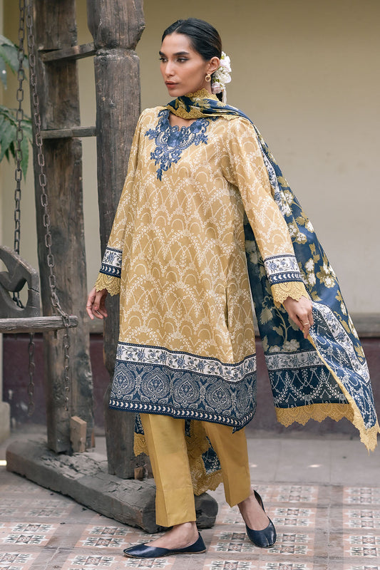 3 Piece Printed Lawn Suit with Embroidered Neckline CL-52536