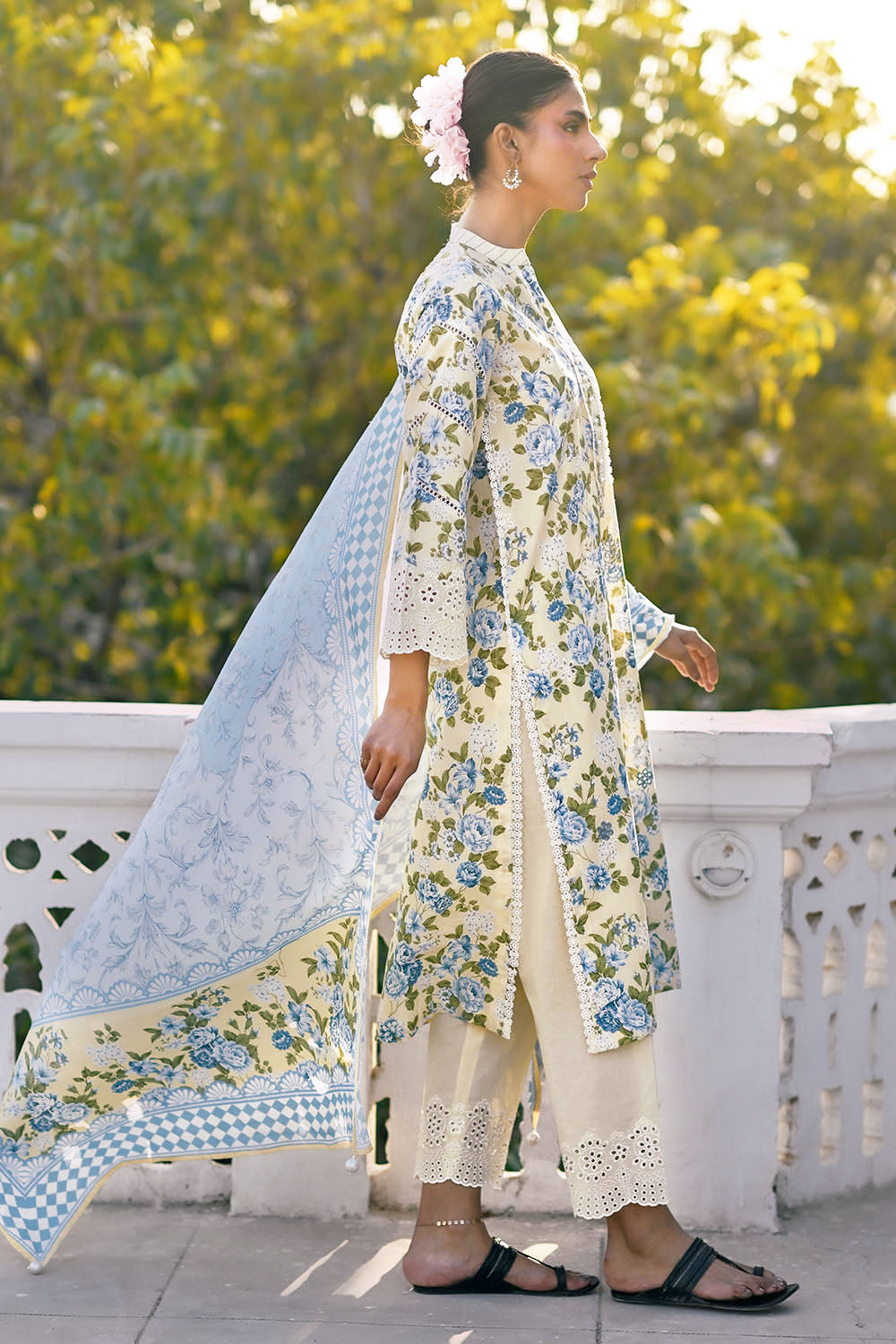 3 Piece Embroidered Printed Lawn Suit with Border CL-62082