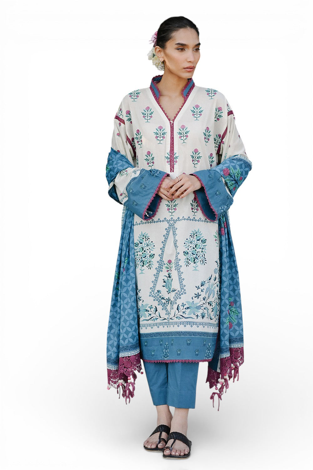 3 Piece Embroidered Printed Lawn Suit with Lawn Dupatta CL-62216