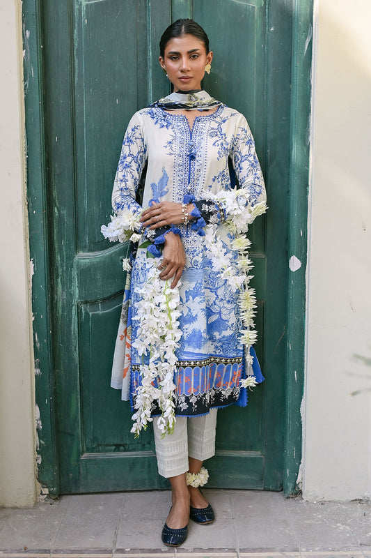 3 Piece Printed Lawn Suit with Embroidered Neckline CL-62222