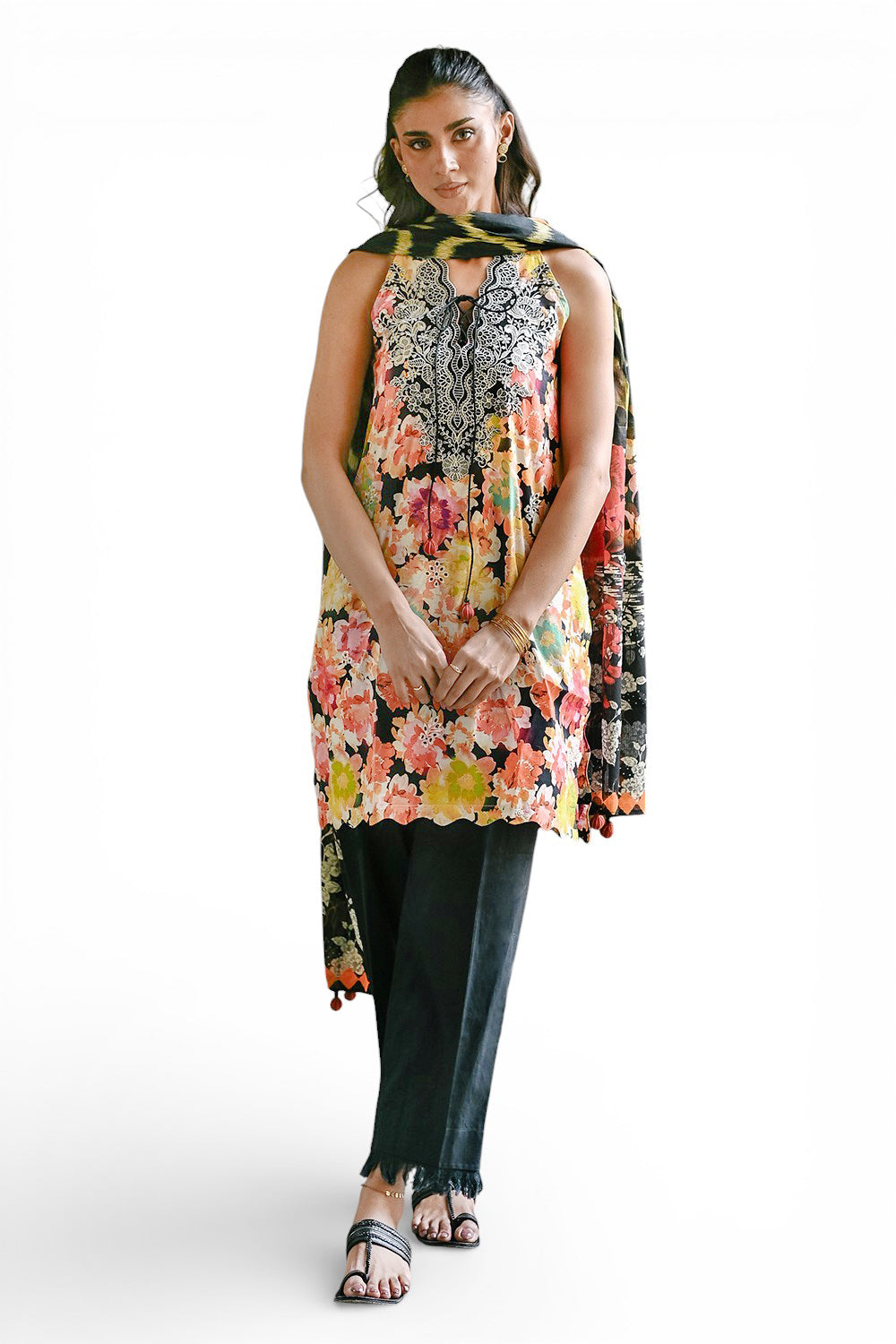 3 Piece Embroidered Printed Lawn Suit with Denting Lawn Dupatta and Neckline DN-62002