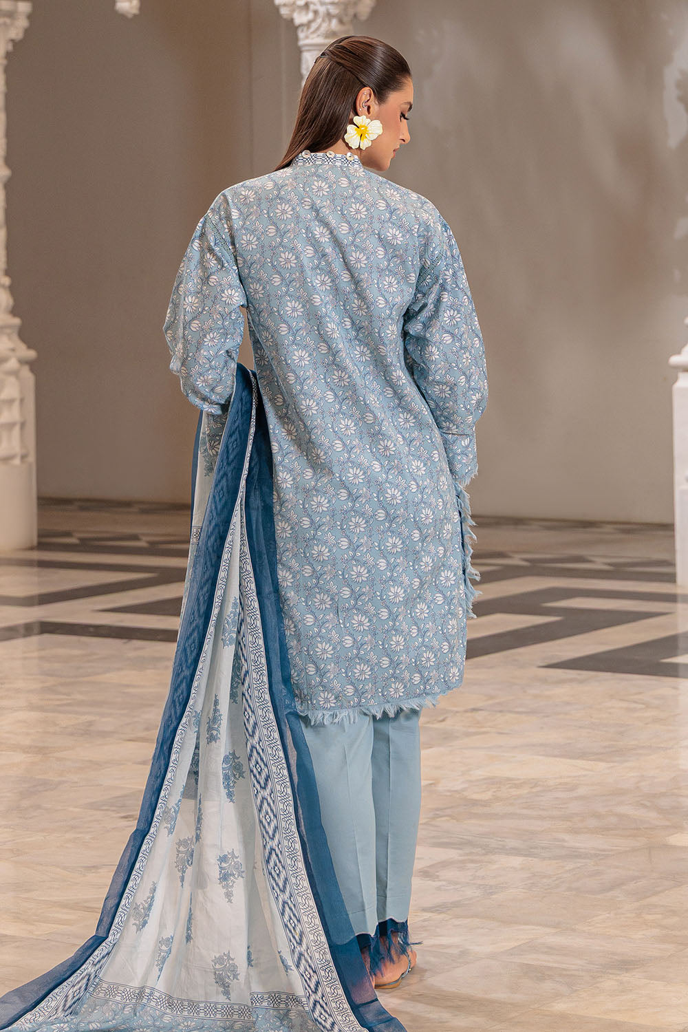3 Piece Printed Lawn Suit and Dyed Trouser  CL-62085 A