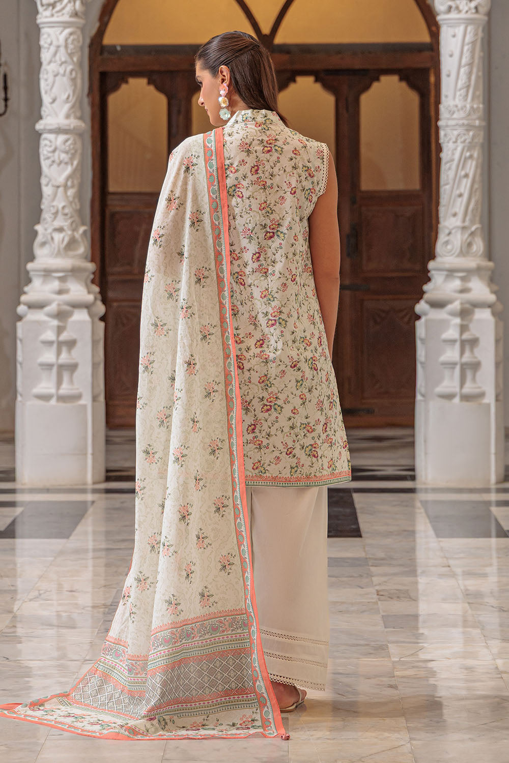 3 Piece Printed Lawn Suit and Dyed Trouser  CL-62119 A