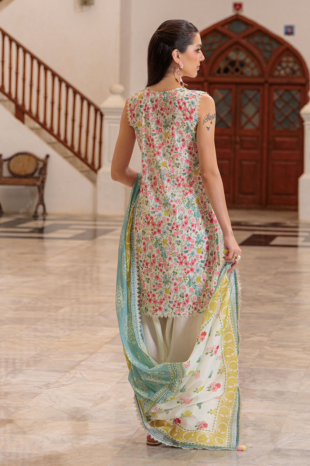 3 Piece Printed Lawn Suit and Dyed Trouser  CL-62120 A