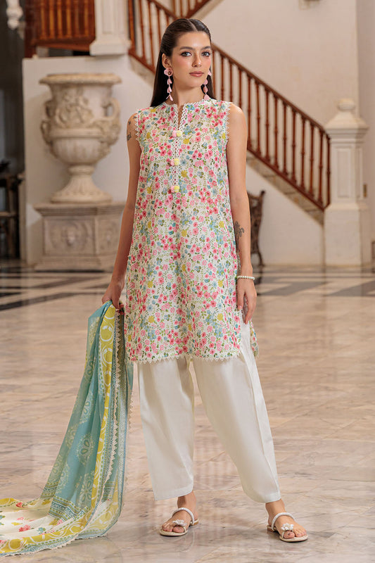 3 Piece Printed Lawn Suit and Dyed Trouser  CL-62120 A