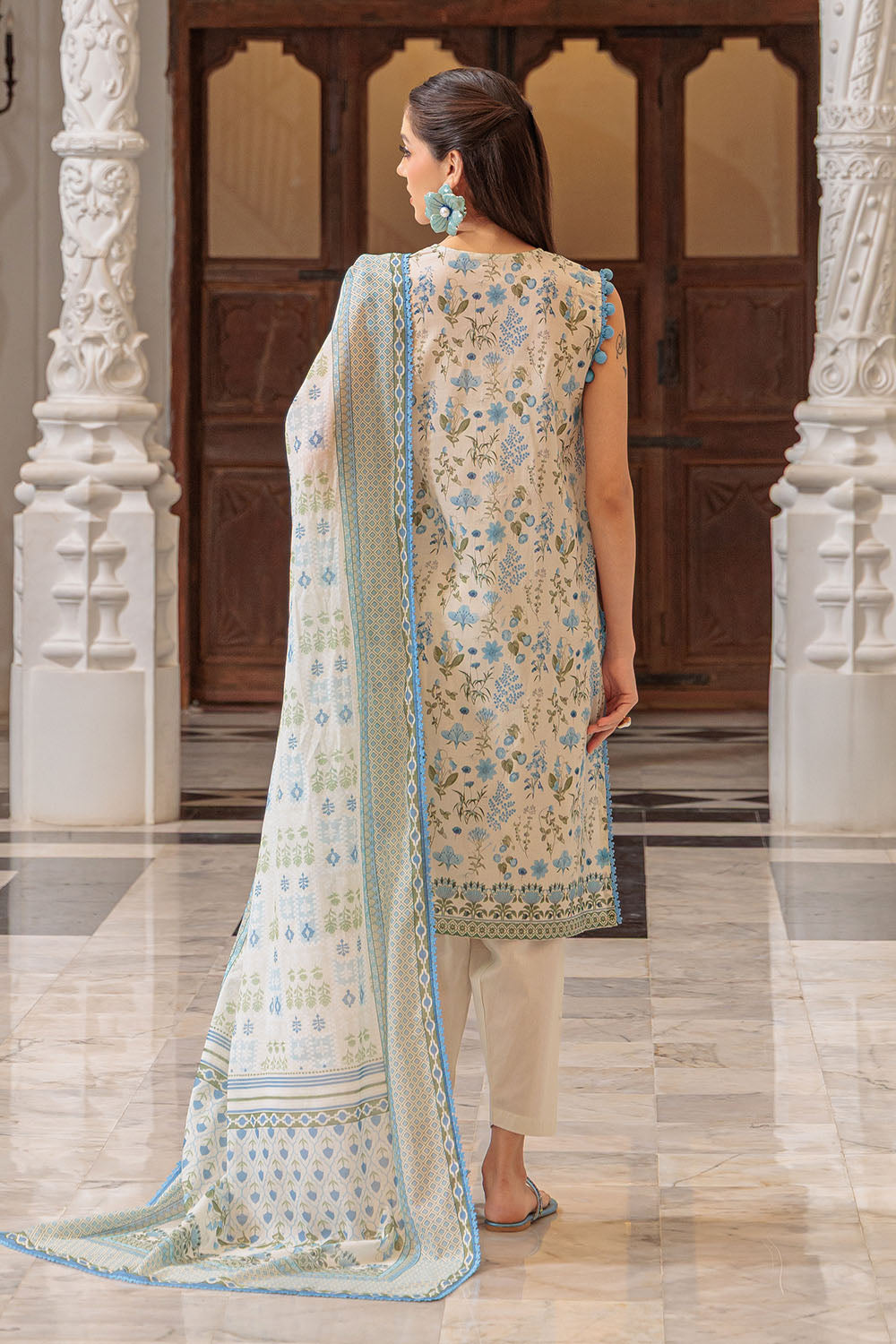 3 Piece Printed Lawn Suit and Dyed Trouser  CL-62121 A