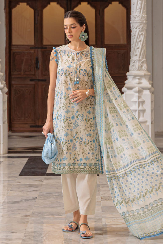 3 Piece Printed Lawn Suit and Dyed Trouser  CL-62121 A
