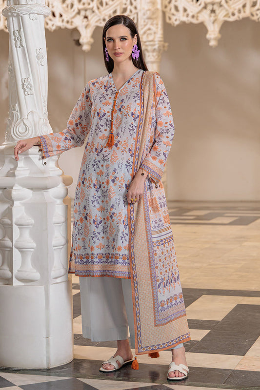 3 Piece Printed Lawn Suit and Dyed Trouser  CL-62121 B