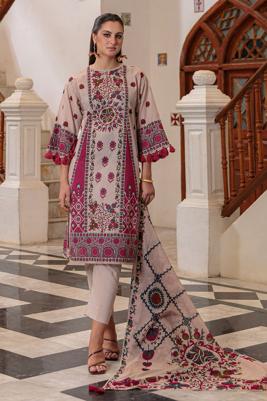 3 Piece Printed Lawn Suit and Dyed Trouser  CL-62135 B