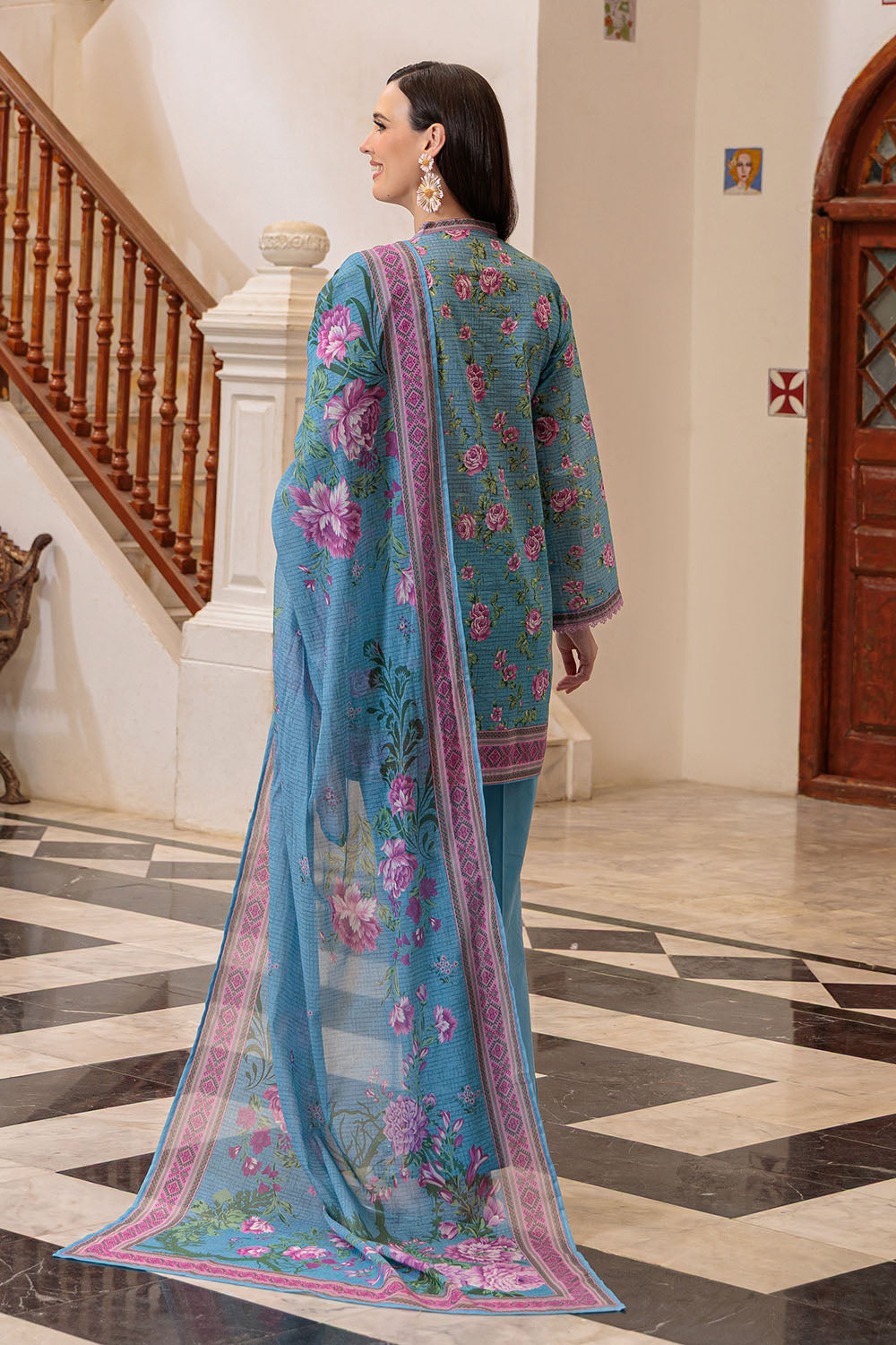 3 Piece Printed Lawn Suit and Dyed Trouser  CL-62136 A