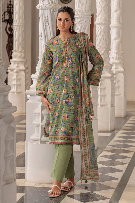 3 Piece Printed Lawn Suit and Dyed Trouser  CL-62136 B