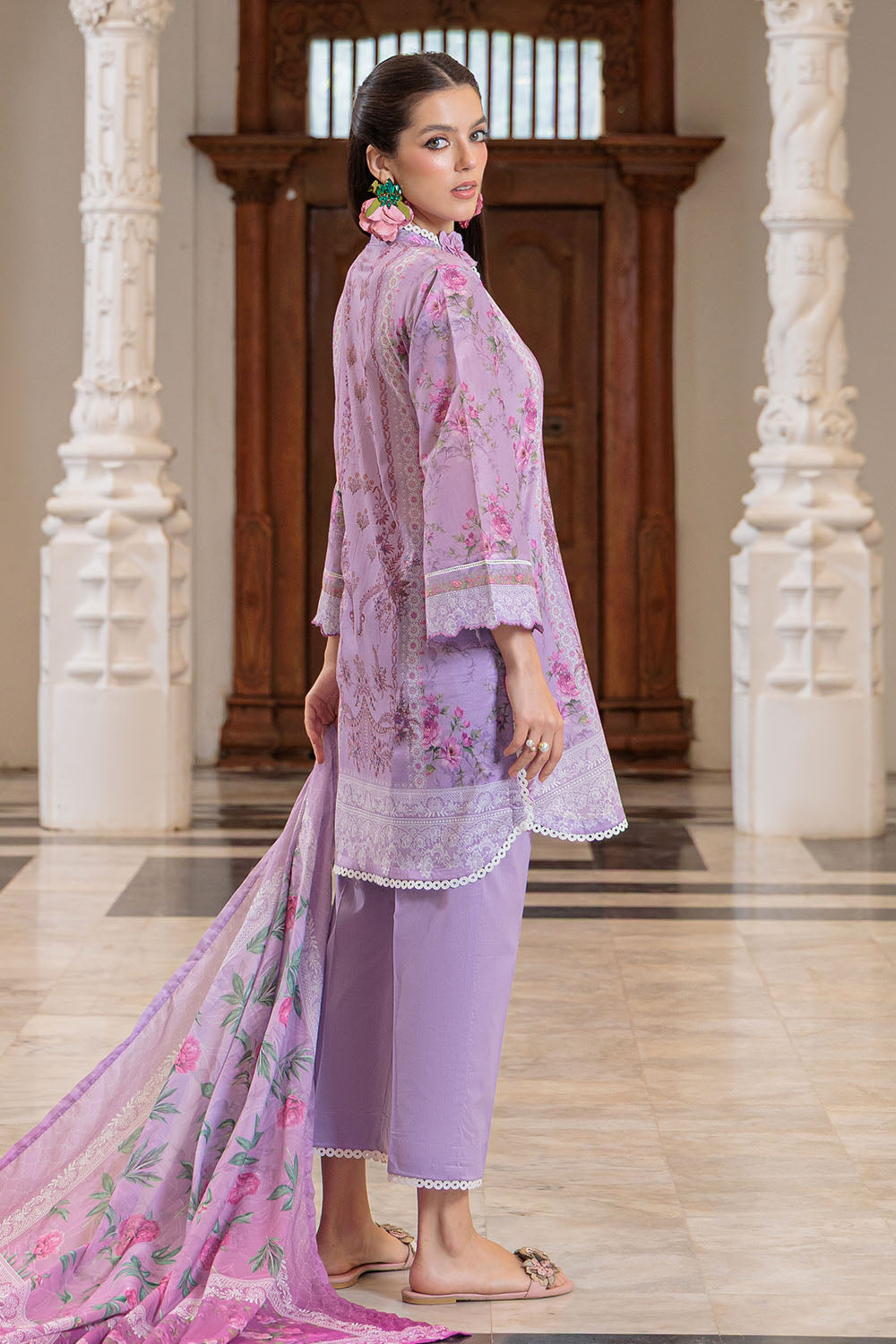 3 Piece Printed Lawn Suit and Dyed Trouser  CL-62141