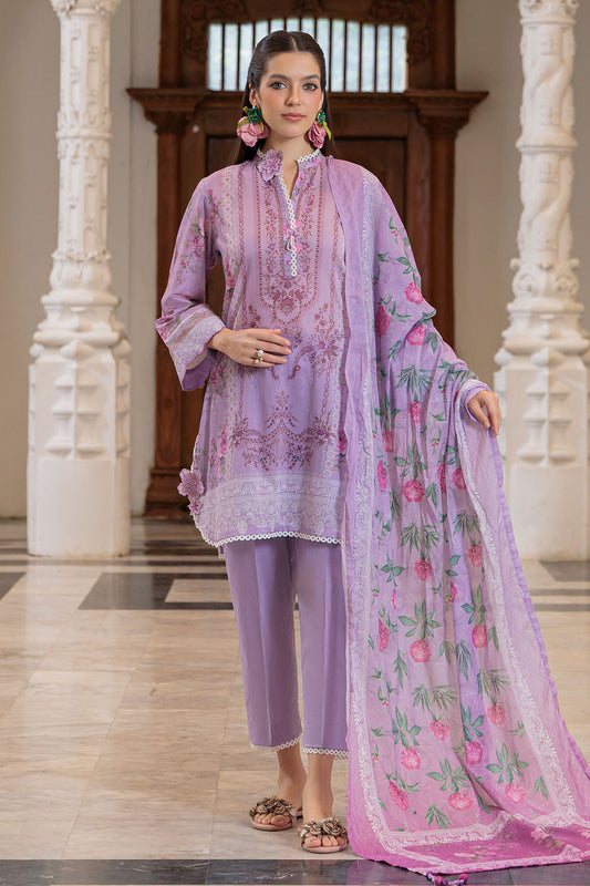 3 Piece Printed Lawn Suit and Dyed Trouser  CL-62141