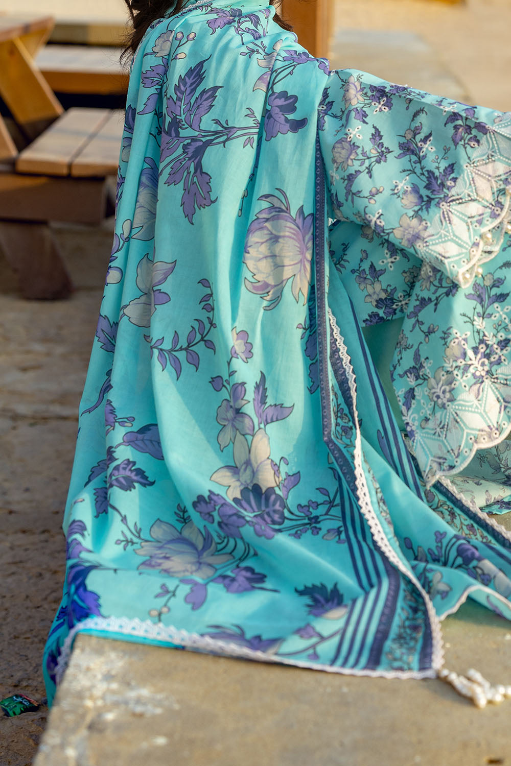 3 Piece Schiffli Embroidered Printed Lawn Suit with Lace and Dupatta CL-52495