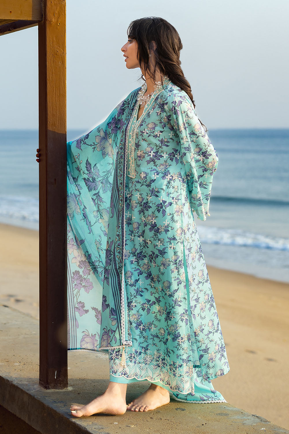 3 Piece Schiffli Embroidered Printed Lawn Suit with Lace and Dupatta CL-52495