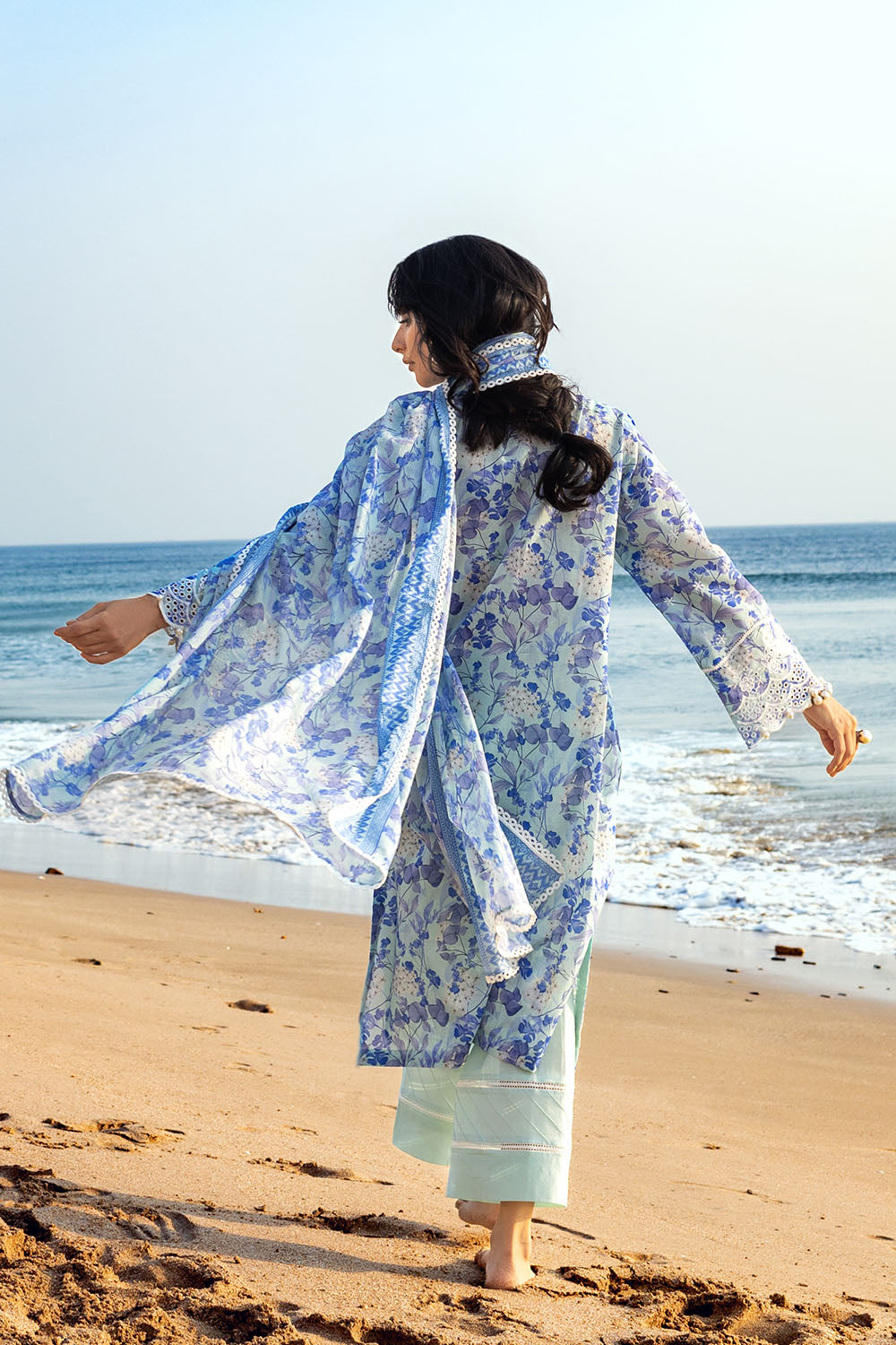 3 Piece Schiffli Embroidered Printed Lawn Suit with Denting Dupatta DN-52043