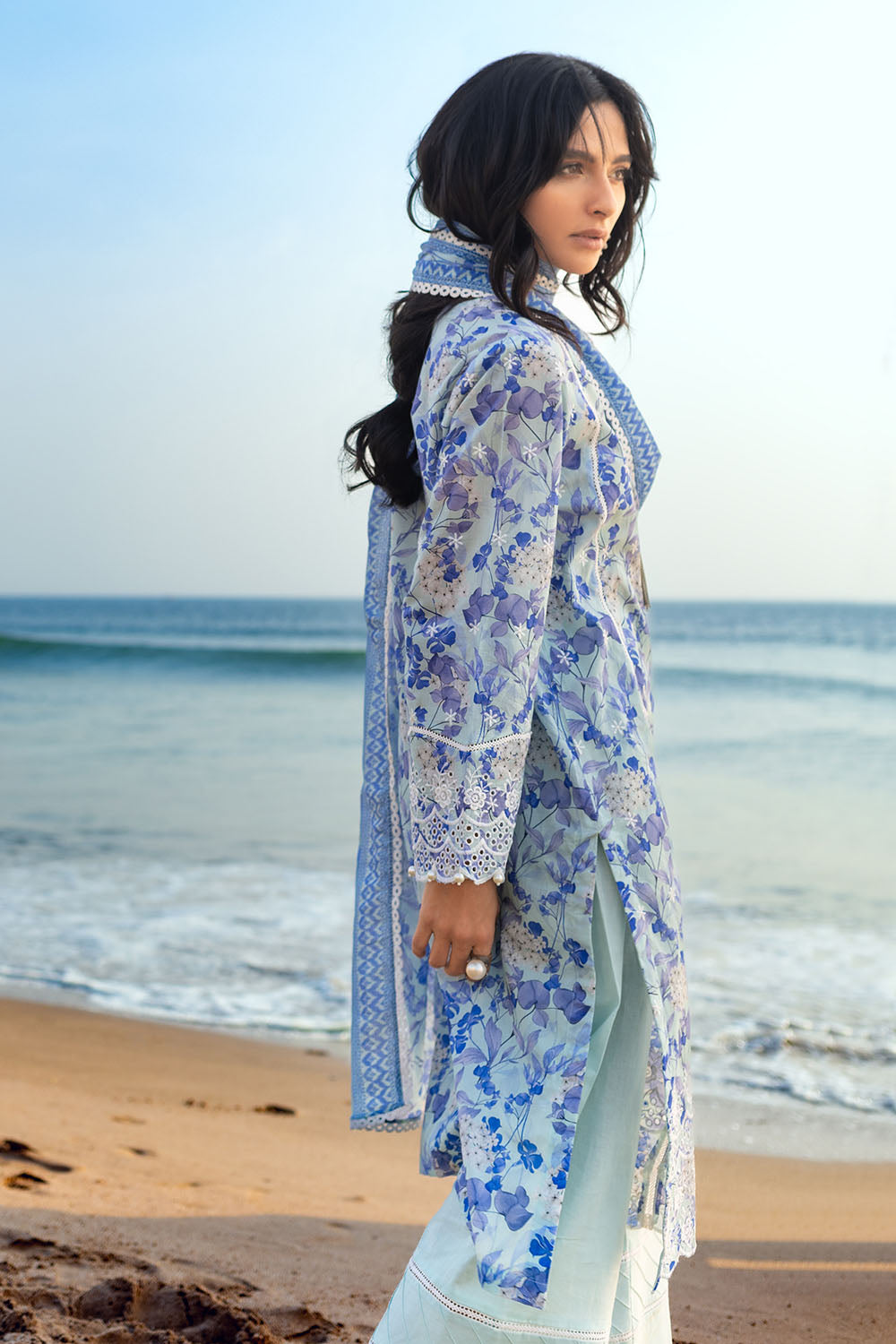 3 Piece Schiffli Embroidered Printed Lawn Suit with Denting Dupatta DN-52043