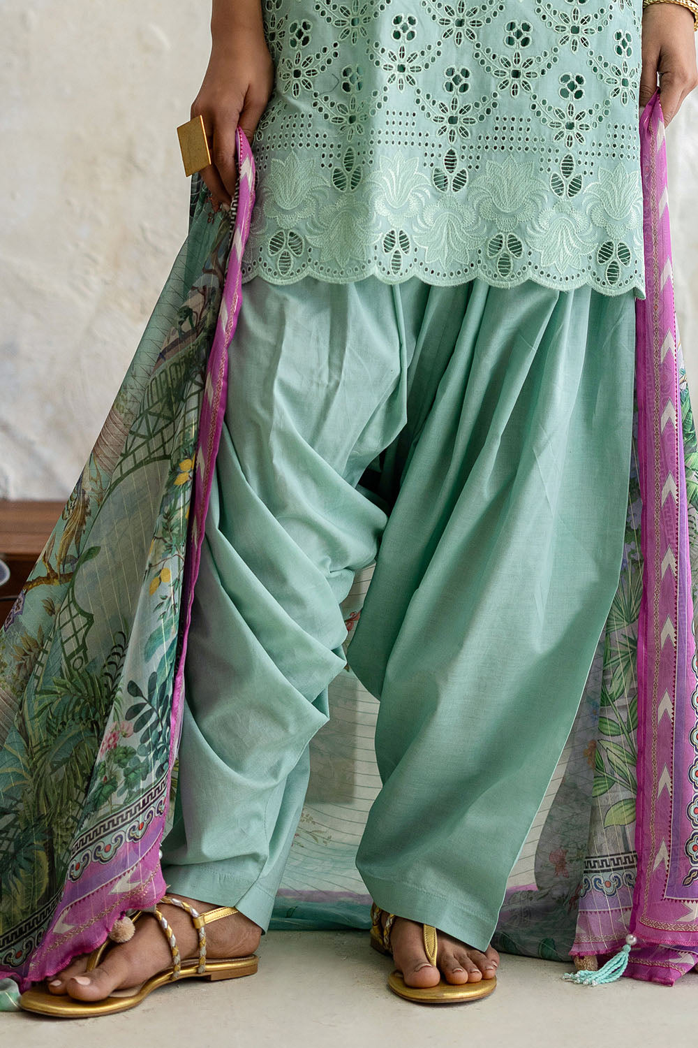 3 Piece Schiffli Embroidered Lawn Suit with Silk Dupatta S-62013