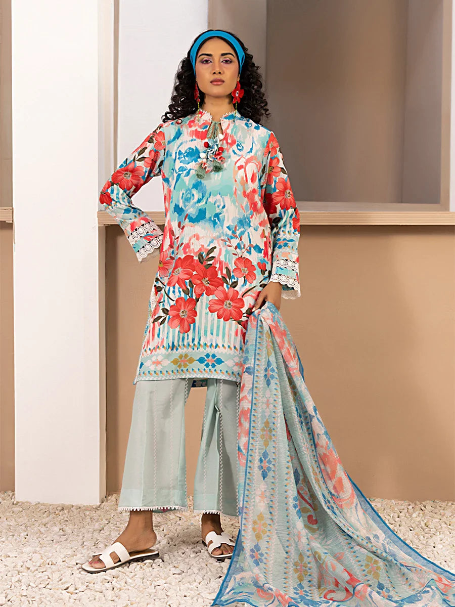 3pc Unstitched Printed Silk Lawn Suit (ASI062)