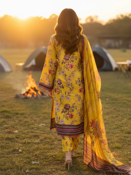 3PC Unstitched Printed Silk Lawn Suit (SUNS7ASI338)