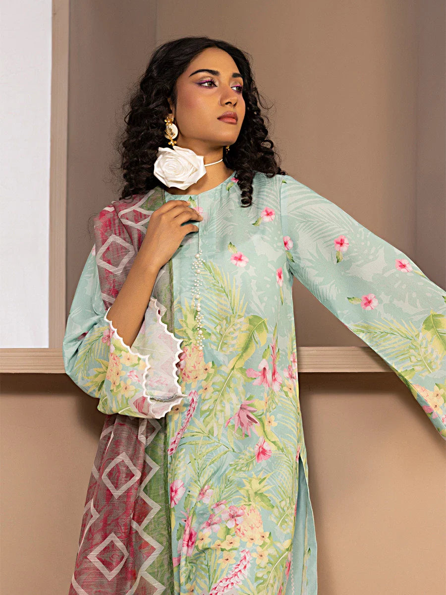 3pc Unstitched Printed Silk Lawn Suit (ASI059)