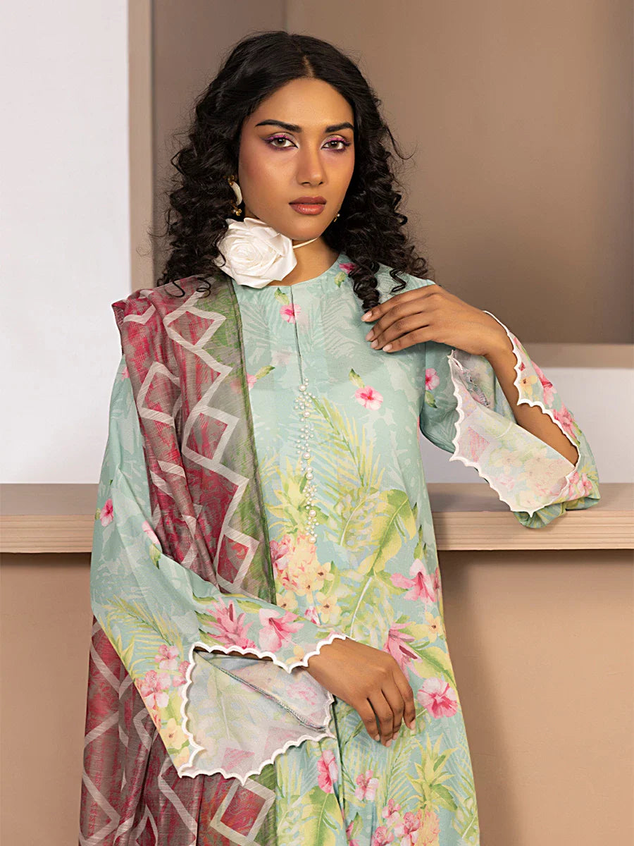 3pc Unstitched Printed Silk Lawn Suit (ASI059)