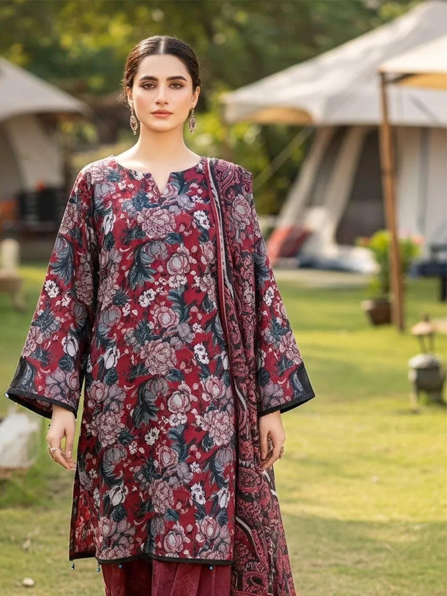 3PC Unstitched Printed Silk Lawn Suit (SUNS7ASI337)