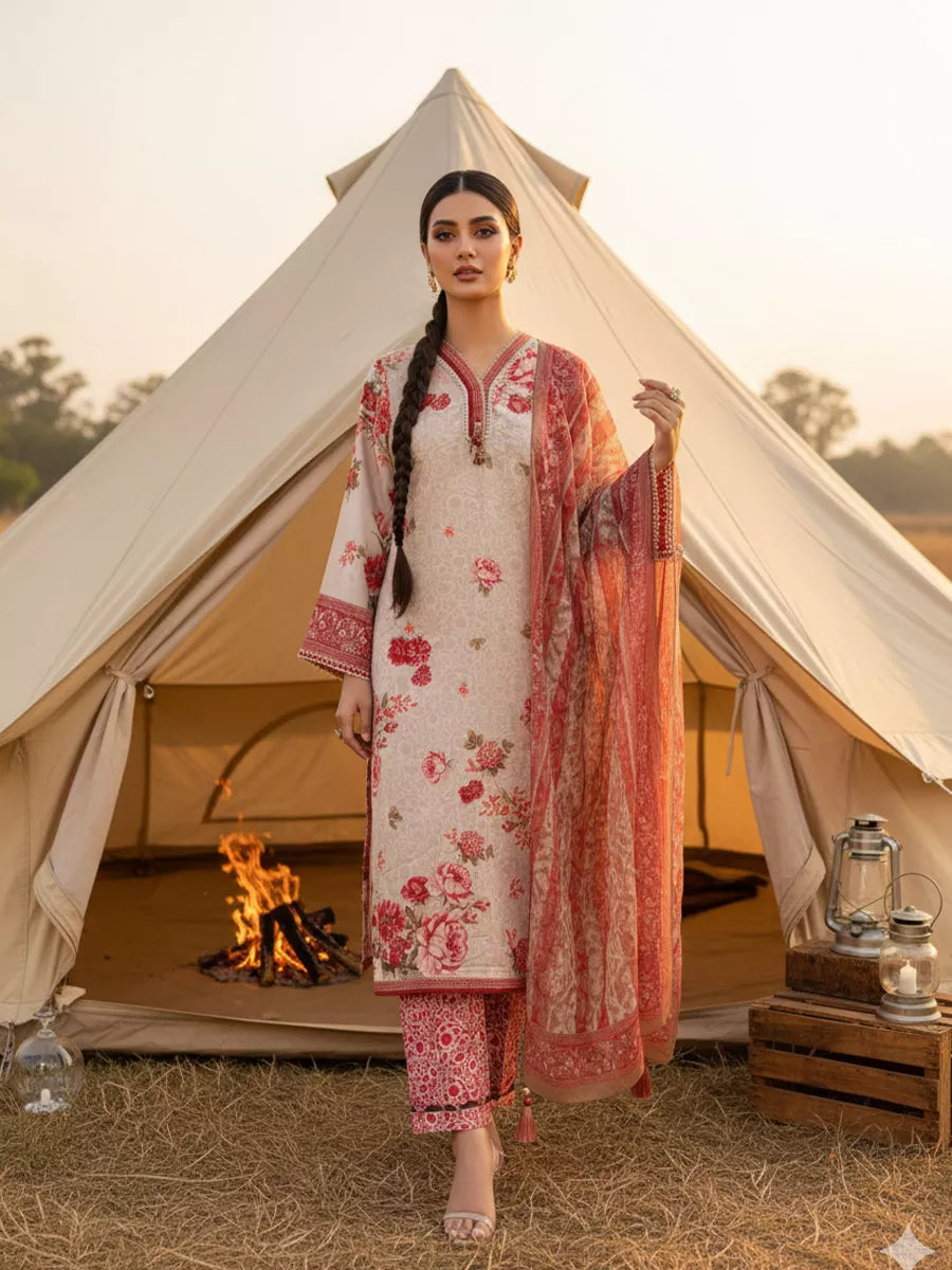 3PC Unstitched Printed Silk Lawn Suit (SUNS7ASI336)