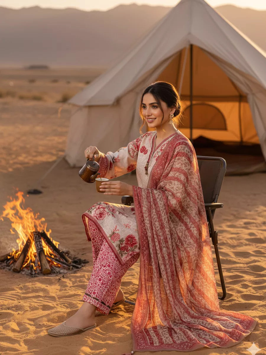 3PC Unstitched Printed Silk Lawn Suit (SUNS7ASI336)